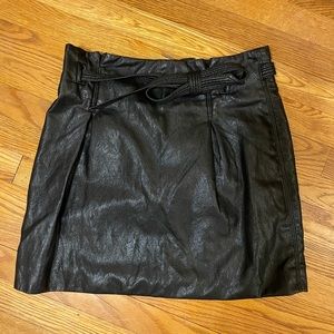Free People black faux leather skirt with removable tie & back zipper